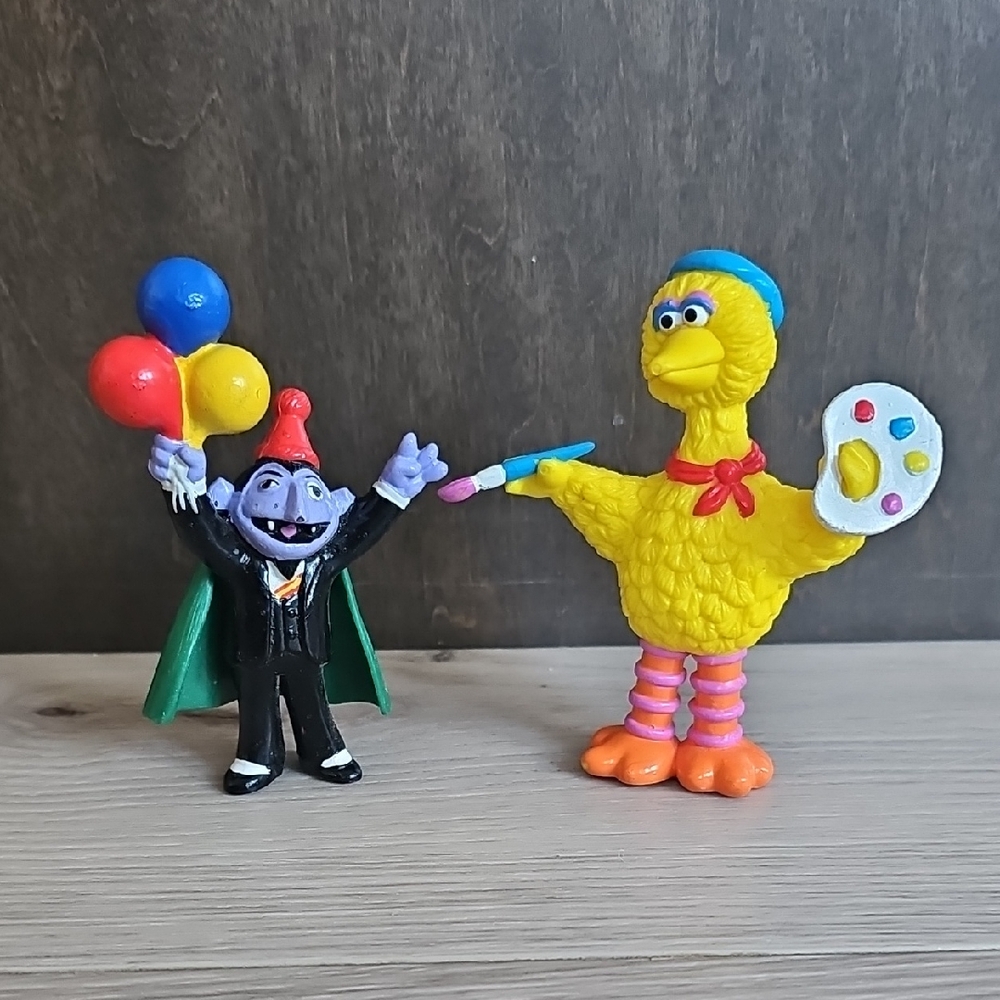 Vintage 80s Applause Sesame Street Count & Big Bird PVC Figurines